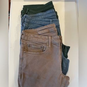 Three pairs of Bonobos extra stretch travel jeans waist size 33 inseam size 34.